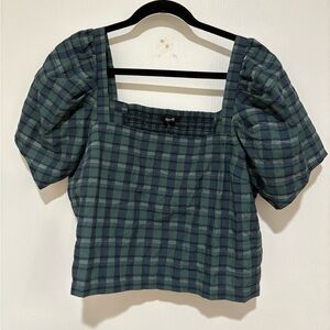 Madewell Plaid Puff Sleeve Top